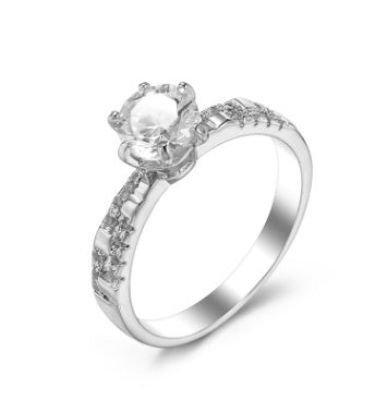 White gold zircon jewelry ring